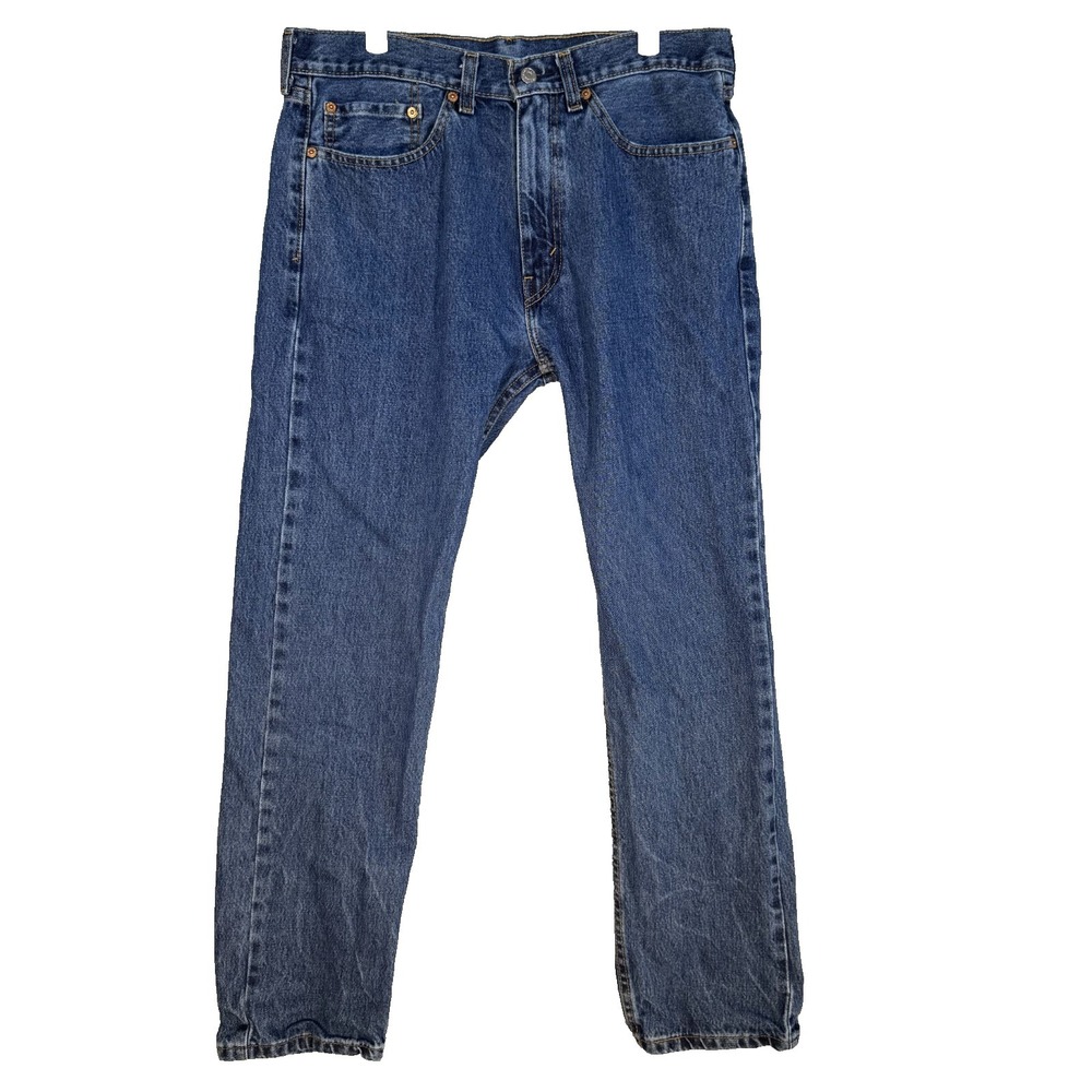 Levis 505 Jeans Mens 34x32 Regular Fit Mid Rise Blue Denim Straight Leg